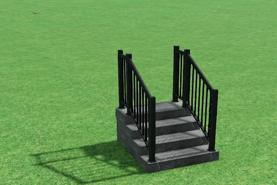 Solid steps with railing — ModuPros 3D render